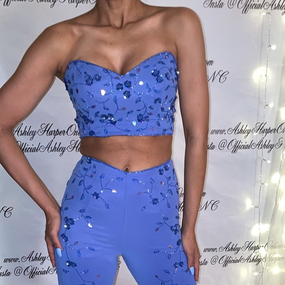 PRECIOUS FORMALS PURPLE SEQUIN FORMAL 2 PIECE